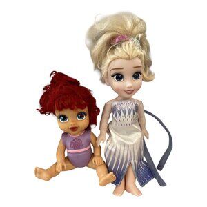 Disney Princess Elsa Doll & Baby Doll Set 11" & 13" Figures With Outfits